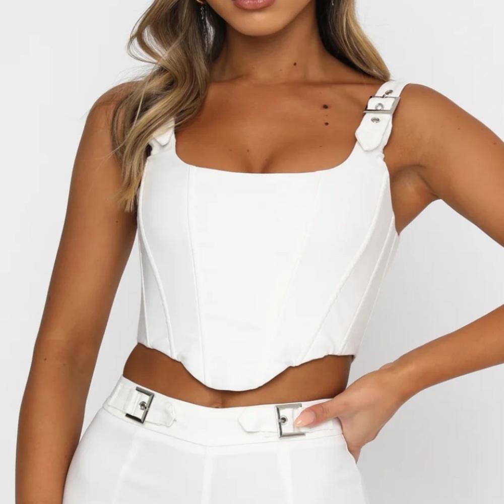 White Fox Keep Me Close Bustier White Corset Top